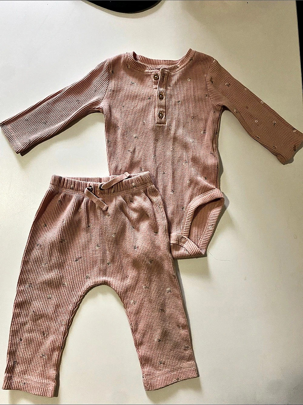 Carter's Baby Girl Floral Waffle Knit Long-Sleeve Bodysuit & Pant Set Bodysuit